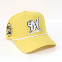 Load image into Gallery viewer, 22 Moto Yellow Suede “Take The Risk” Trucker Hat