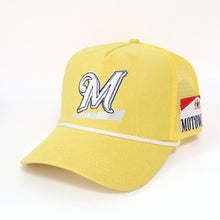 Load image into Gallery viewer, 22 Moto Yellow Suede “Take The Risk” Trucker Hat