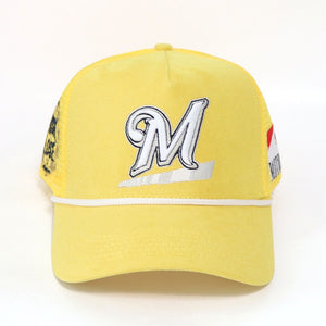 22 Moto Yellow Suede “Take The Risk” Trucker Hat